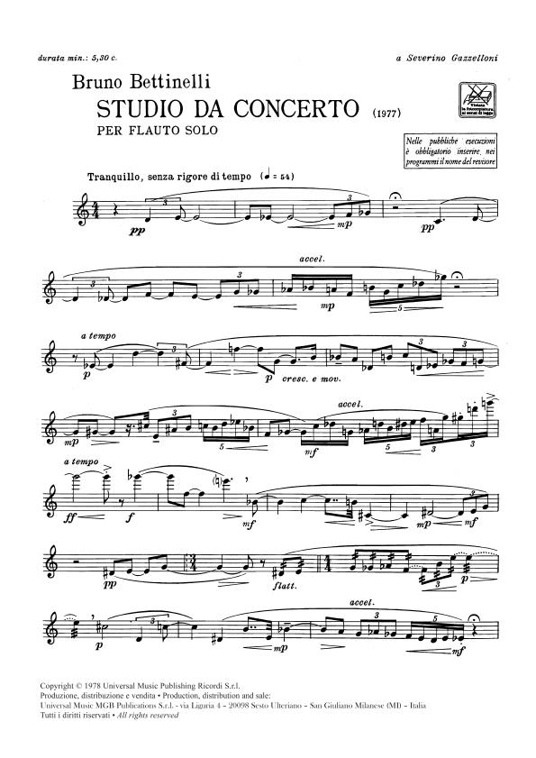 Studio Da Concerto - Per Flauto Solo - příčná flétna